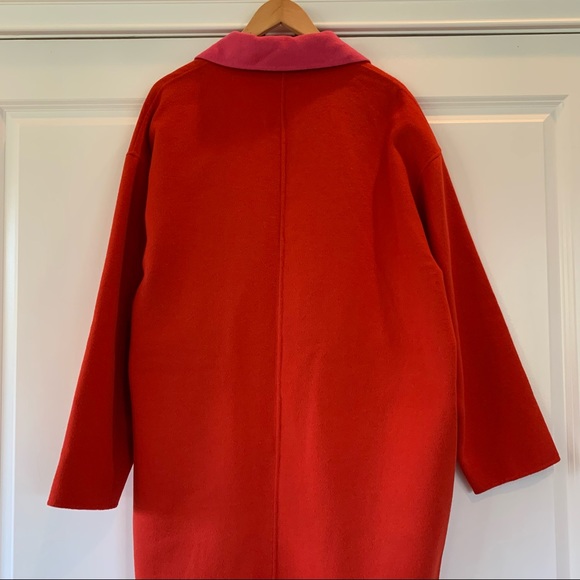 Kate Spade Sz XL Cocoon Coat Double Faced Wool Color Block Red Jacket X-large - Picture 7 of 9